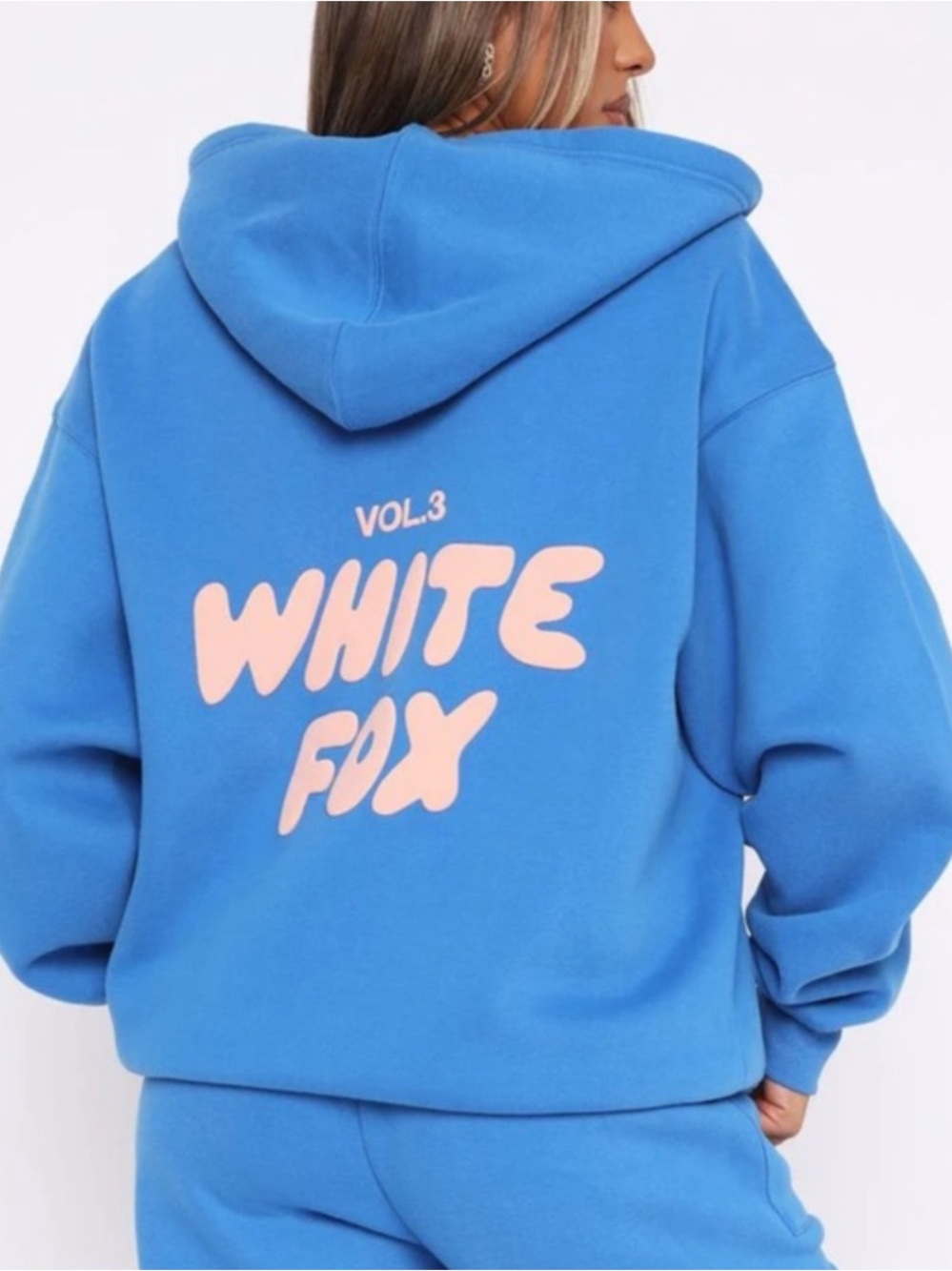 WHITE FOX WOMENS OFFSTAGE AZURE BLUE HOODIE SWEATSHIRT MEDIUM/LARGE